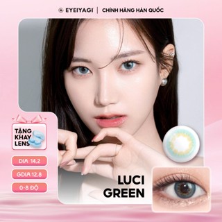  Kính áp tròng EYEIYAGI lens xanh ngọc Luci Green giãn tròng 14.2mm | Lens cận 3 tháng có lệch độ 