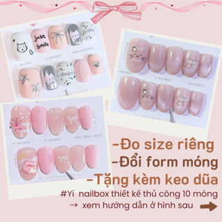  Nailbox thiết kế BT10 móng tay giả sơn thạch và mắt mèo form ngắn hạt na kỷ yếu 