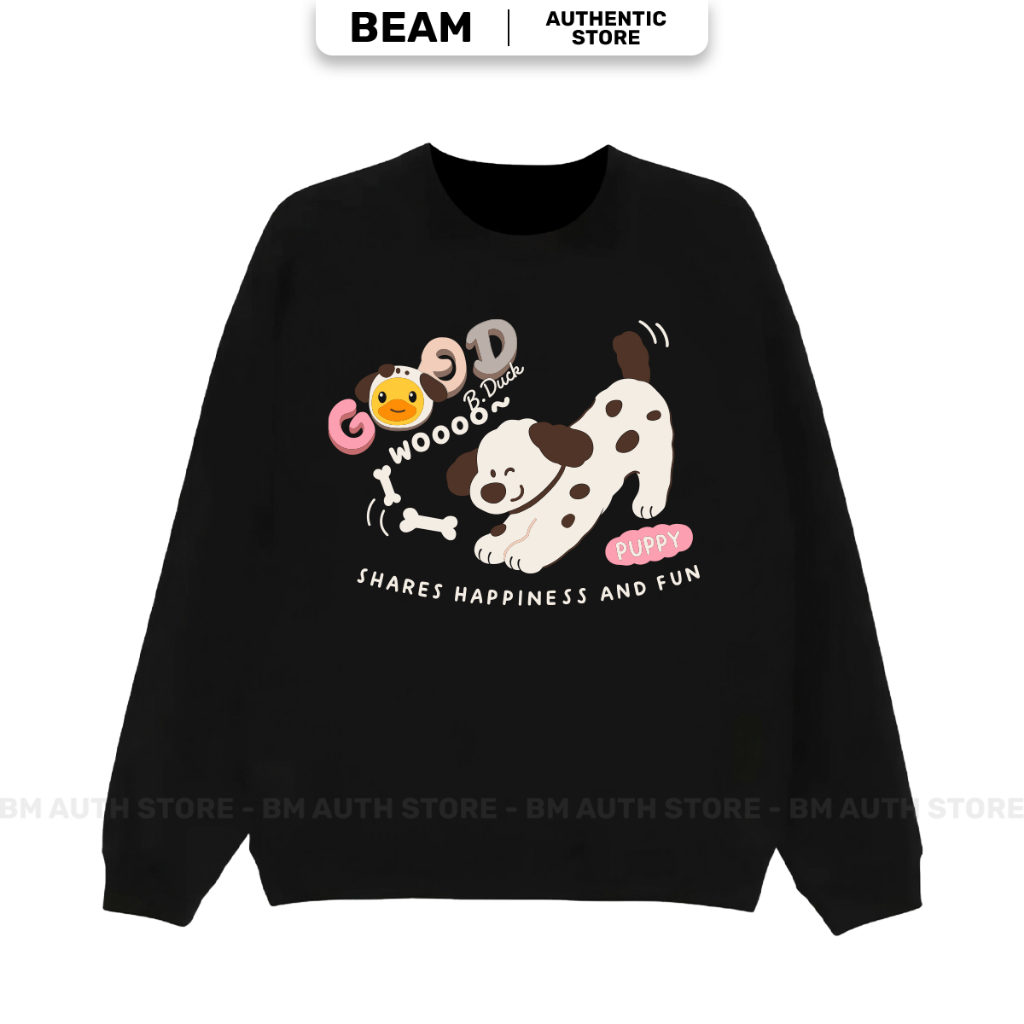 Áo Sweater Puppy Shares Happiness Unisex Nỉ Bông Cao Cấp Form Rộng - BM Authentic