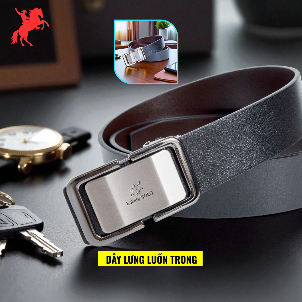  Thắt Lưng Nam Quảng Châu K7 TL02 Luồn Trong Tiện Lợi Da Microfiber Khóa Tự Động Dài 1,2m Rộng 3,5cm 