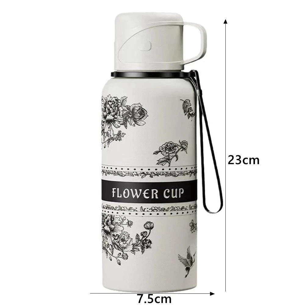 Bình giữ nhiệt Flower Cup 600ml nhỏ gọn - Bình giữ nhiệt chất lượng cao, thiết kế sang trọng giữ nhiệt 8-12h