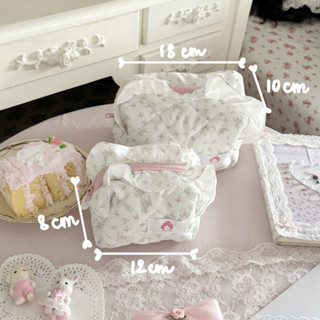  Túi pouch makeup Mây Hồng túi đựng mỹ phẩm đồ trang điểm cá nhân vải hoa nhí cute dễ thương 