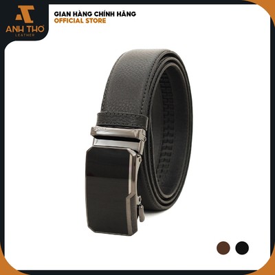 Thắt lưng da bò M2T4-62, mặt khoá kiếng tự động, chất da bò Hạt mềm mại, bảo hành 03 năm, Anh Tho Leather