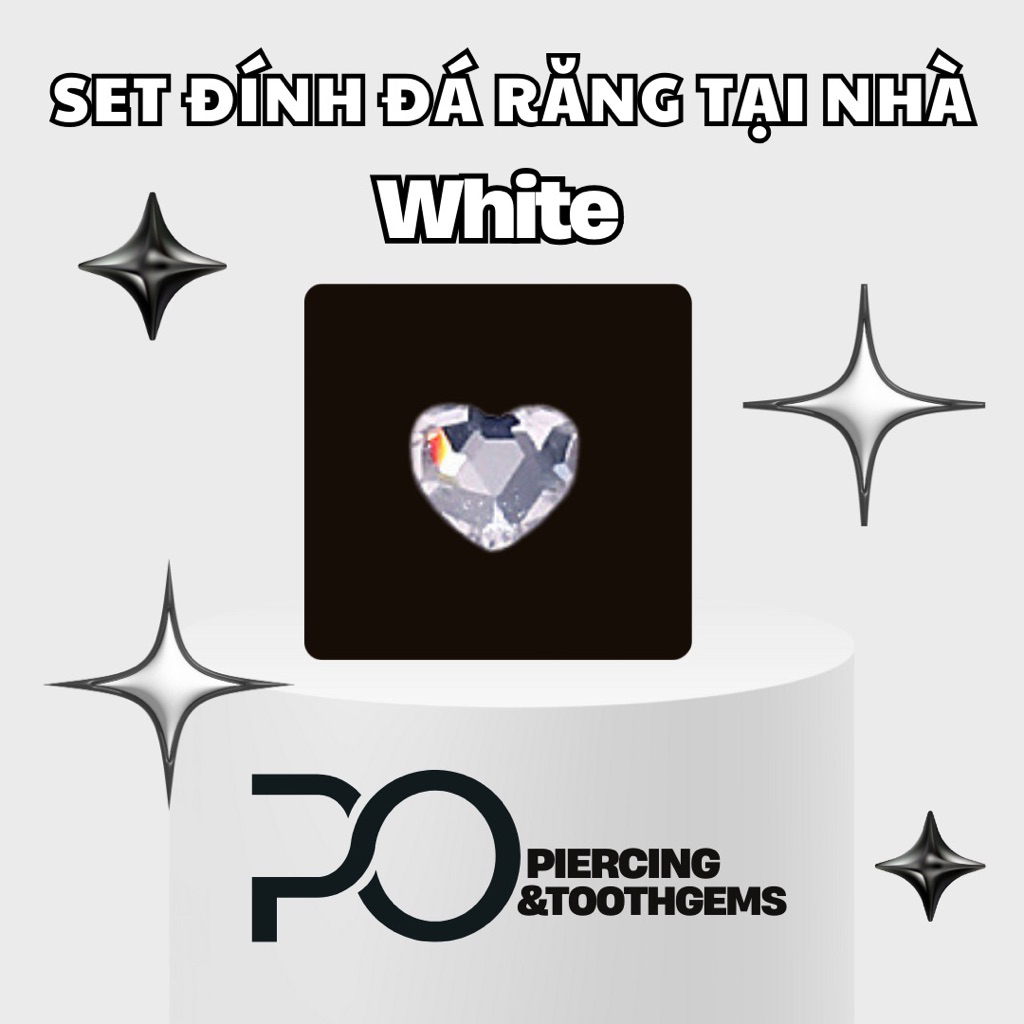Đá Đính Răng Hình Trái Tim - Đá Úc chân bằng siêu sáng - ĐÁ ĐÍNH RĂNG