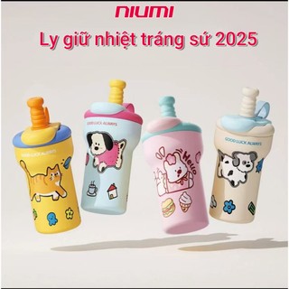  Ly giữ nhiệt GOODLUCK tráng sứ 700ml thiết kế nhỏ gọn có lọc trà và nắp chống bụi 