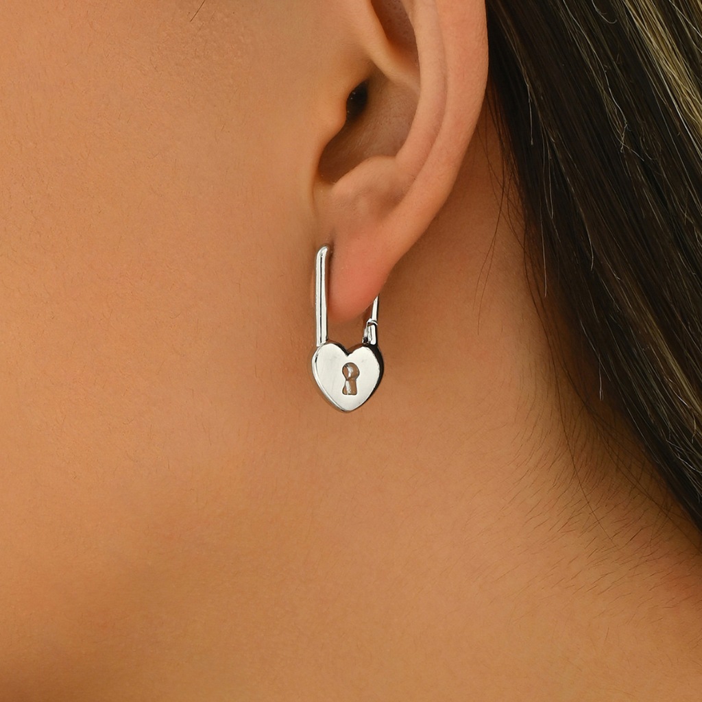 Bông Tai Unisex Kim Loại Thiết Kế Ổ Khóa, Cá Tính, Đi Học Đi Chơi Đi Tiệc Đều Đẹp – BT90