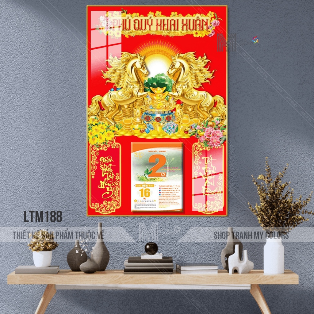 6mm LỊCH TÉT 2026 MÃ ĐÁO THÀNH CÔNG 40x60cm bo viền 6mm tặng bloc đại