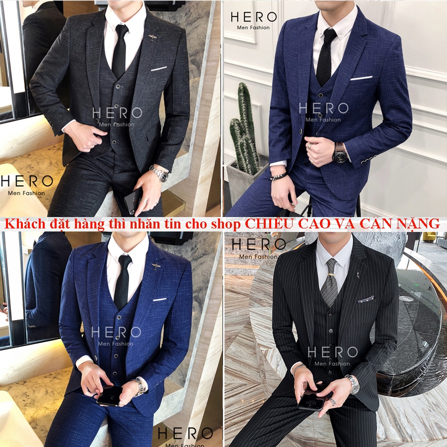 Bộ Vest Nam Cao Cấp Màu Kẻ, Fom Ôm Đẹp, Vải Sịn, Suit Nam Hàn Quốc