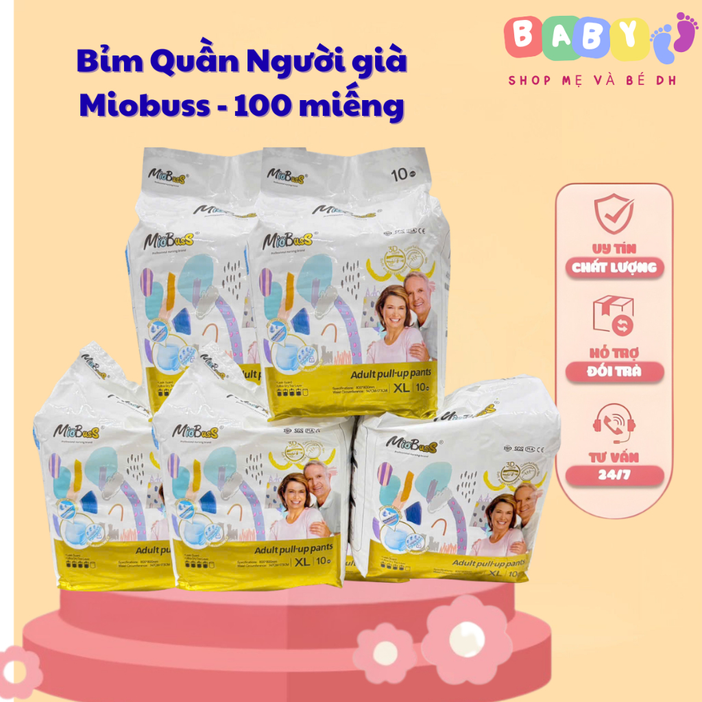 Combo 100 miếng bỉm quần Người Già Miobuss - size M,L,XL - Giải pháp chăm sóc tốt cho người thân