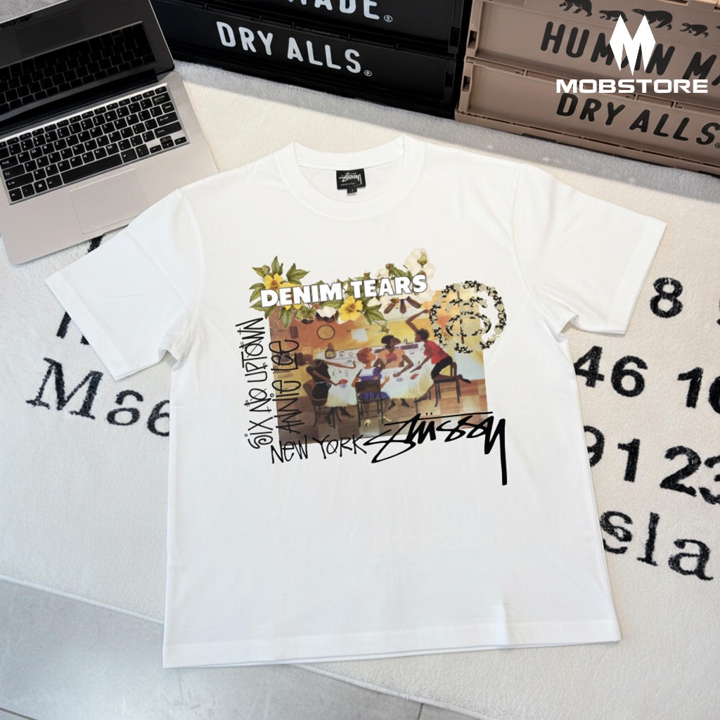 Áo Thun Stussy Denim Tears Annie Lee Form Rộng Unisex Cotton Cao Cấp Dày Dặn - MOB STORE