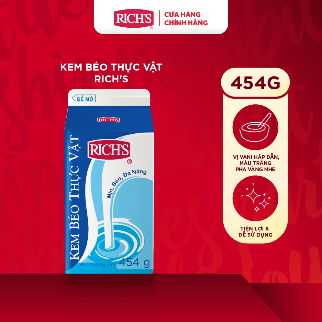 Kem Béo Thực Vật Rich's Hộp 454g (RICH LÙN) - Giao Hỏa Tốc