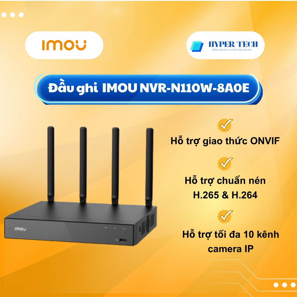 Đầu Ghi Wifi 10/18 Kênh IMOU NVR-N110W-8A0E/N118W-8A0E đầu ra 4K UHD