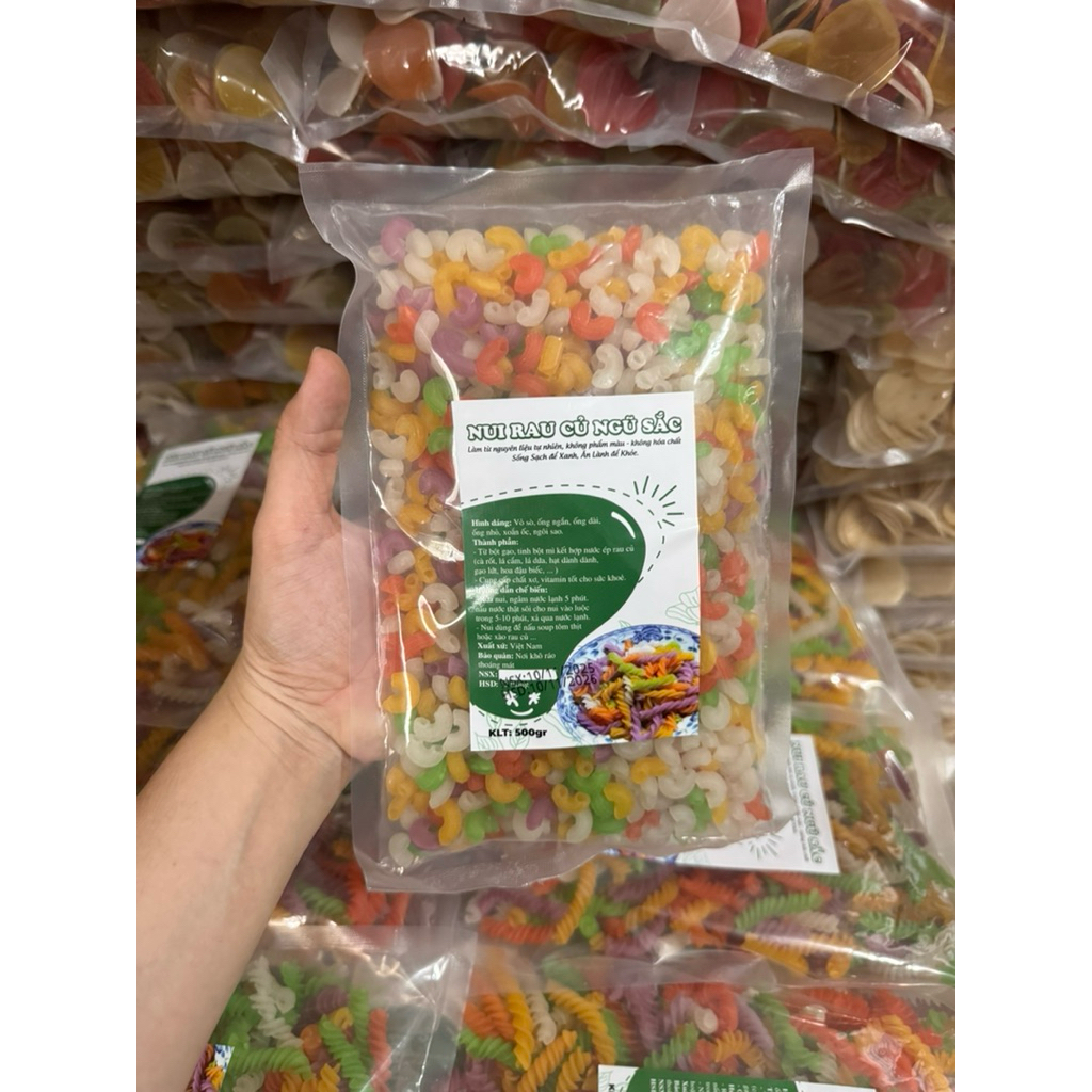 COMBO 5kg nui ỐNG NGẮN RAU CỦ (đóng gói túi 1kg)
