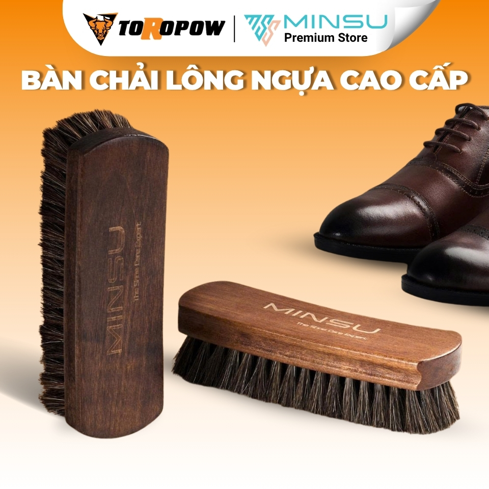 Bàn Chải Đánh Giày Lông Ngựa Cán Dài Cao Cấp MINSU M2428 Chuyên Dùng Vệ Sinh Giày Sneaker, Giày Da - Loại Lớn