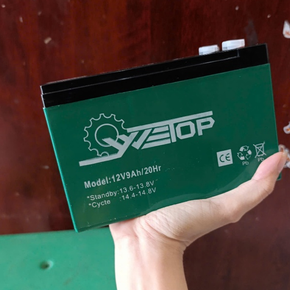 Bình Ắc Quy 12V WETOP / 9AH - 12AH,chuyên dùng cho bình phun thuôc, loa kẹo kéo, đồ chơi điện. Bảo h