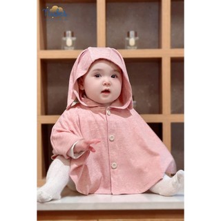   AC01  ÁO CHOÀNG VẢI COTTON CÓ NÓN TAI THỎ NUBES -CHỐNG NẮNG TRÁNH GIÓ THOÁNG KHÍ MẶC 4 MÙA CHO BÉ 