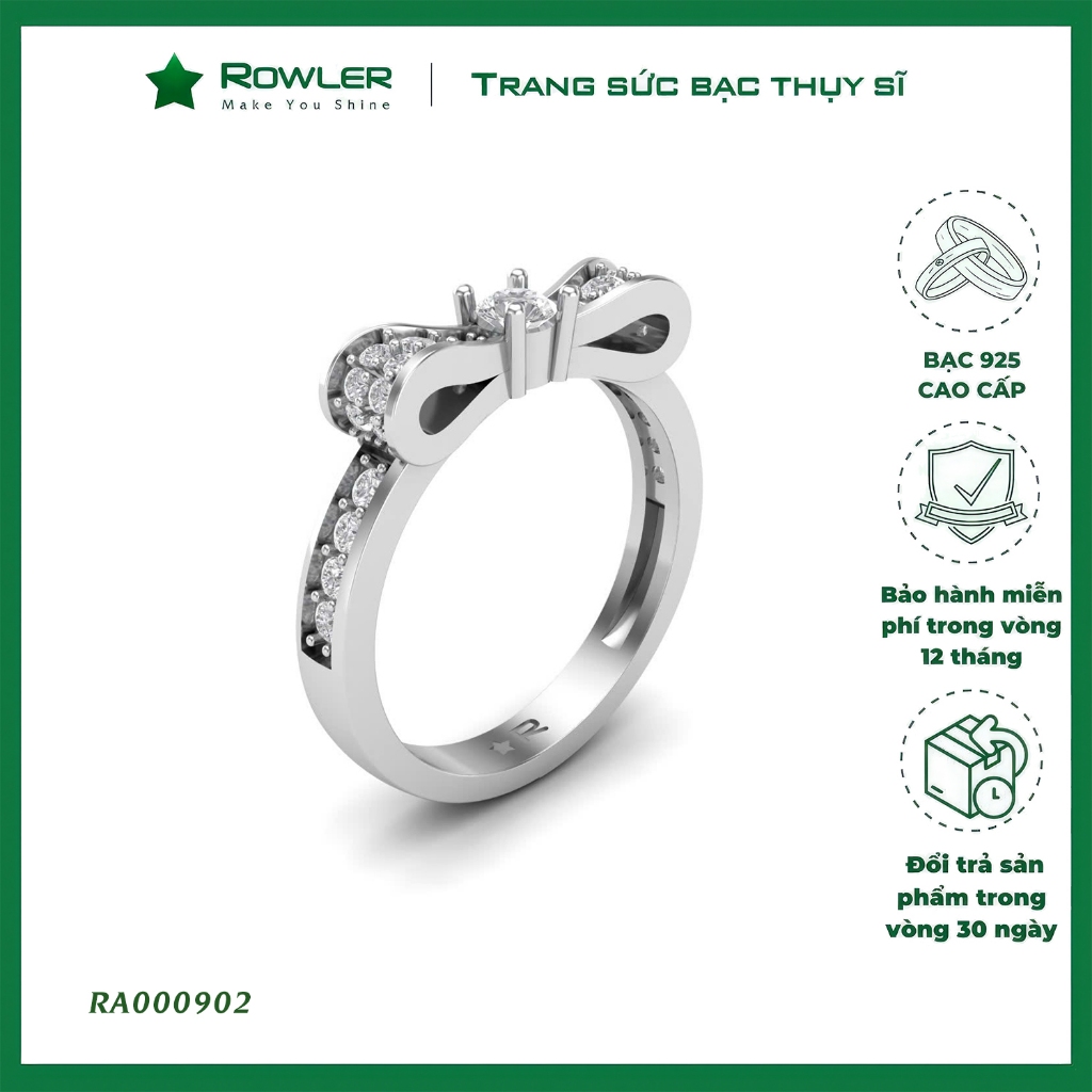 Nhẫn nơ bạc 925 đá CZ5A - RA000902  - ROWLER