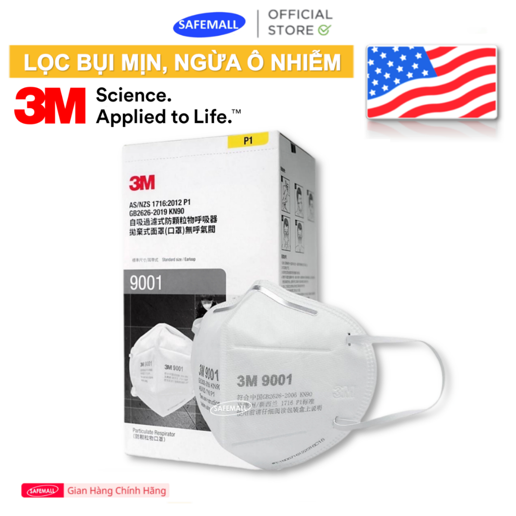 Hộp Khẩu Trang 3M 9001, 9501V, 3M 8822, 9541, 9541V Than Hoạt tính Lọc Bụi Siêu Mịn - SAFEMALL