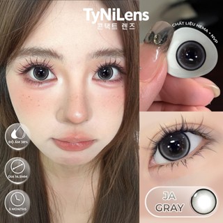  Lens Mắt Xám Tây Viền Đen JA GRAY Giãn Tròng To 14.50mm cận 0-6 độ tặng khay dụng cụ  chất liệu HEMA+NVP  