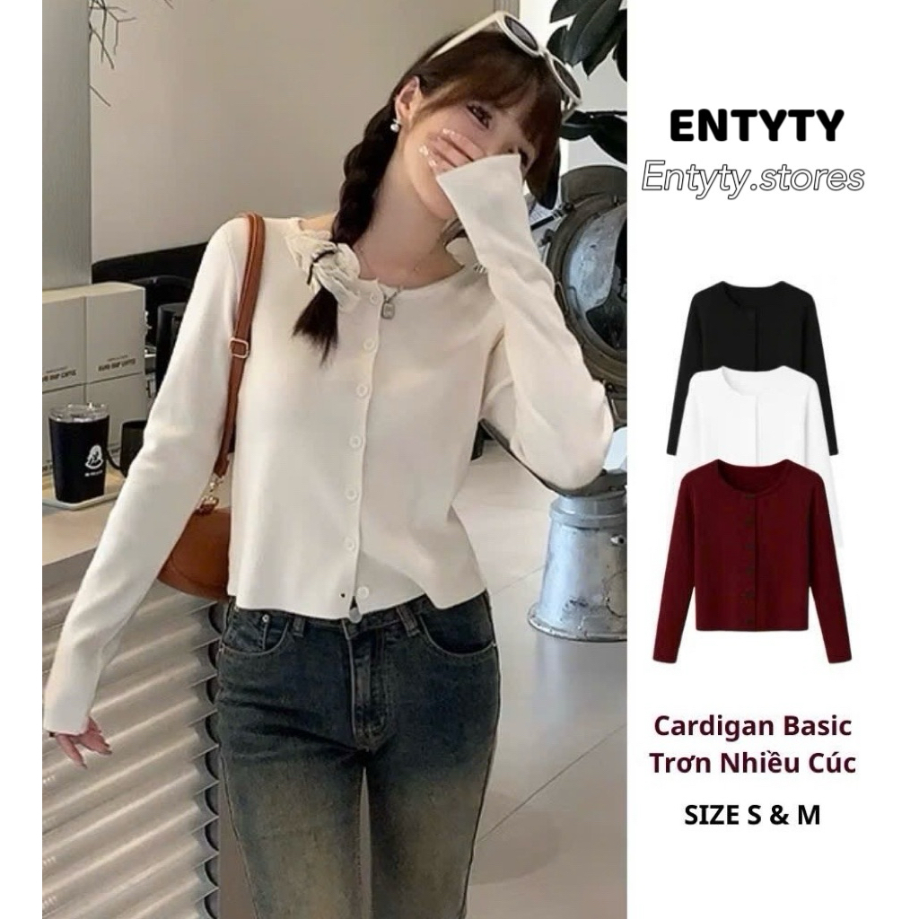 Áo khoác cardigan nữ thun trơn nhiều màu phong cách nhiều cúc, nhiều nút entyty shop peonyb samsu