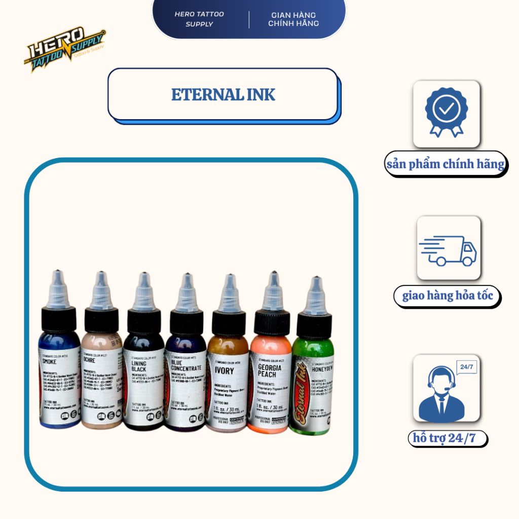 Mực xăm Eternal 1oz chính hãng các tone date 2025 - mực xăm đẹp, eternal ink