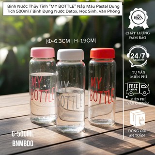 Bình Thủy Tinh My Bottle Nắp Hồng Pastel Dễ Thương 500ml