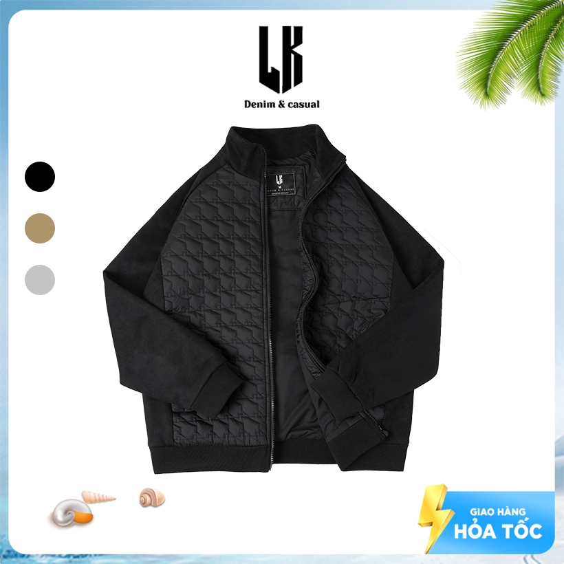 Áo Khoác Simili Leather LK DENIM - Ấm áp mùa đông, cổ và tay áo phối da lộn Simili cao cấp, mềm mịn 