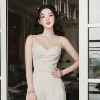 TIENSTYLE - Jumpsuit Kem Hai Dây Cut Out Eo Dáng Dài Tôn Dáng Thanh Lịch Tối Giản Jum Áo Liền Quần Ống Rộng 