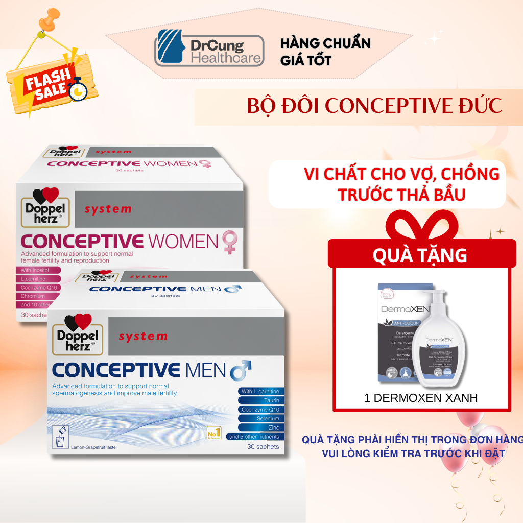 Combo Hỗ Trợ Tăng Cường Sức Khỏe Cho Người Mong Muốn Có Con - Comceptive Women, Conceptive Men - DrC
