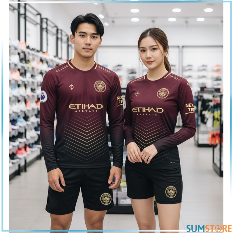 Quần Áo Banh Độc Lạ Dài Tay - CLB Man City Tím - Áo Bóng Đá Nam Nữ Mới Nhất