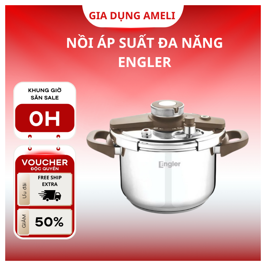 Nồi Áp Suất Cơ Đáy Từ Engler EL9112 Chất Liệu Inox 304 Thiết Kế Tay Cầm Nhựa Chịu Nhiệt Chính Hãng