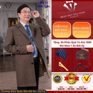  Áo măng tô nam trung niên vải dạ lông cừu nhập khẩu hàn quốc cao cấp vest việt tiến thành 