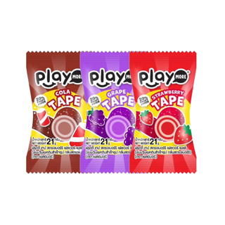 Kẹo dẻo cuộn Playmore vị nho nhật, cola, dâu gói 21g
