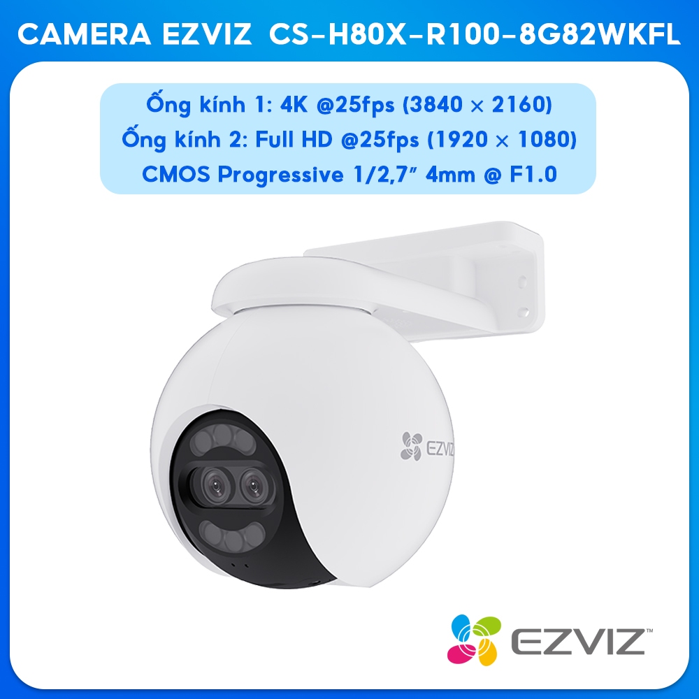 Camera EZVIZ ngoài trời CS-H80x-R100-8G82WKFL chế độ ngày đêm, chống ngược ánh sáng. Bảo Hành Chính 