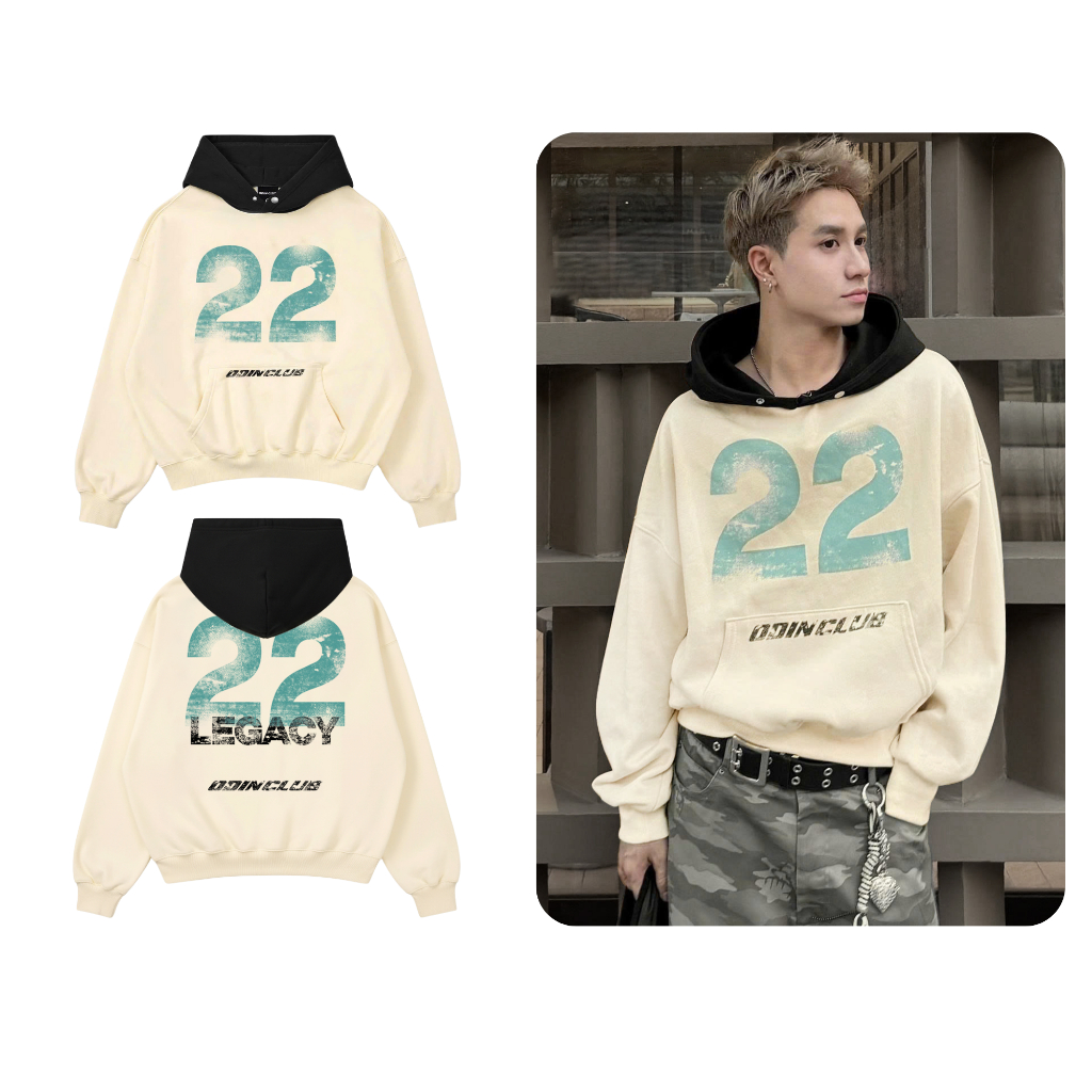 Áo Hoodie Twenty Two ODIN CLUB, Áo hoodie form boxy chất liệu nỉ bông