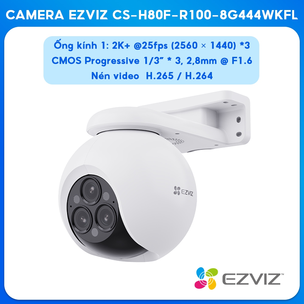 Camera EZVIZ ngoài trời CS-H80f-R100-8G444WKFL chế độ ngày đêm, chống ngược ánh sáng. Bảo Hành Chính