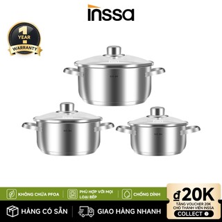  INSSA Bộ Nồi Inox Không Gỉ 16-20-24cm GUOJ034 