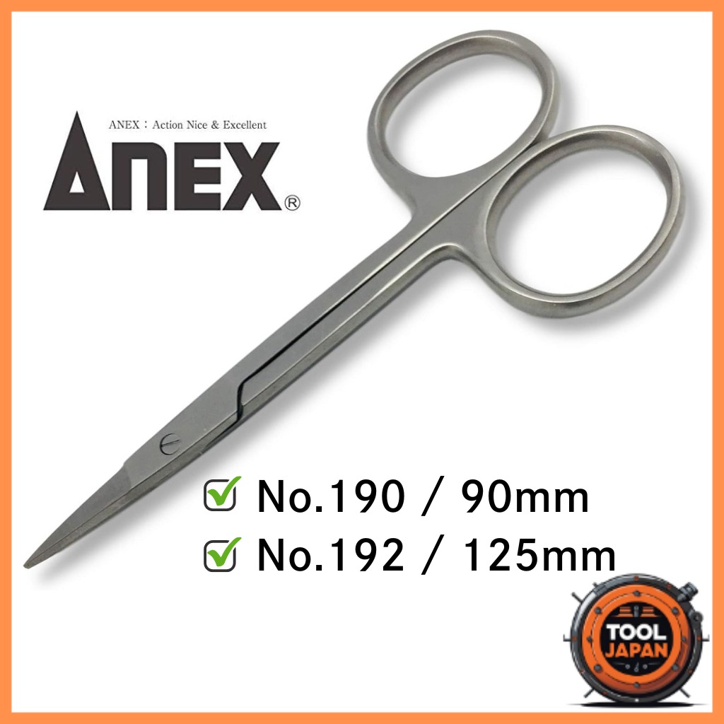 ANEX Craft Scissors SUS410 Stainless Steel Straight 90mm and 125mm