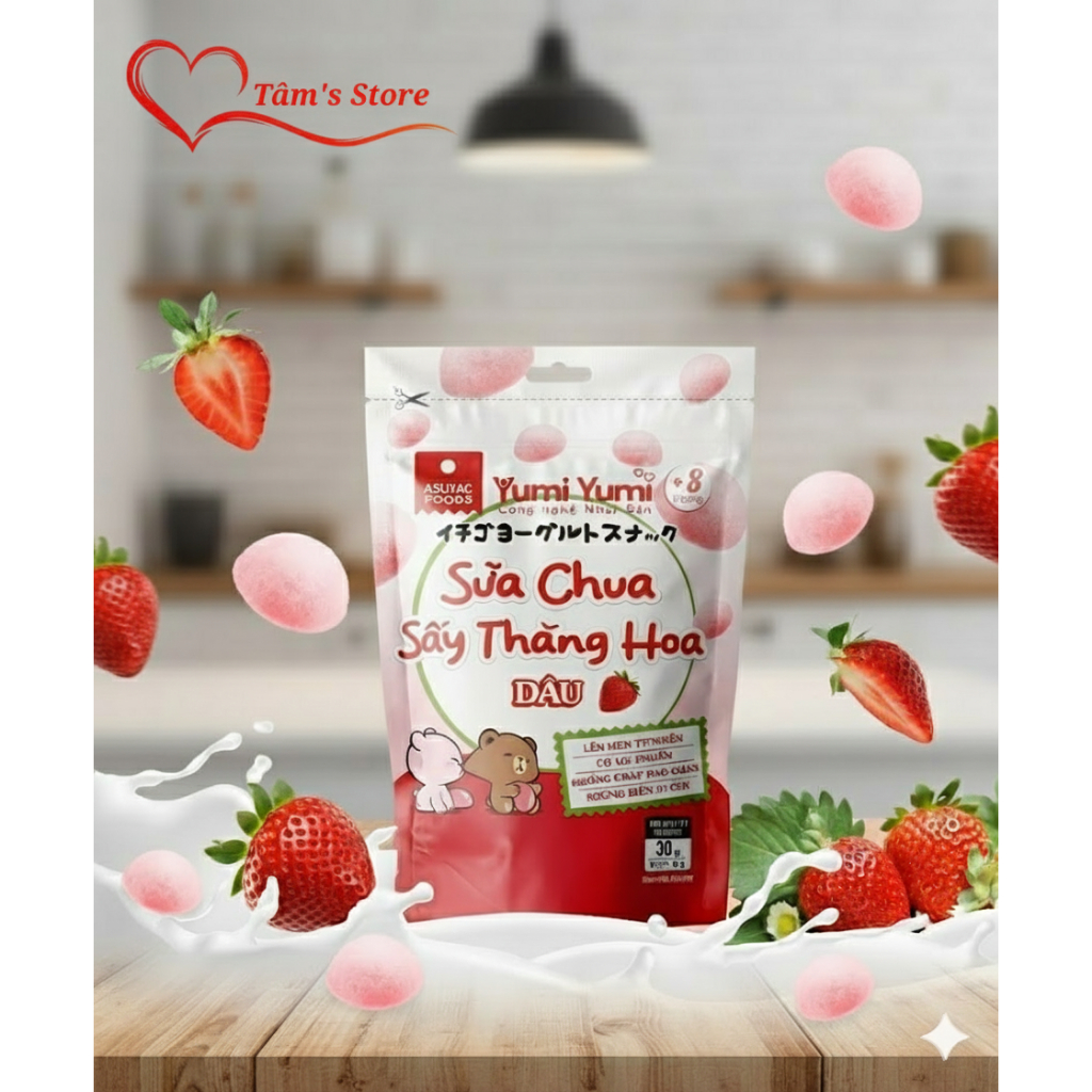 Sữa chua sấy thăng hoa Yumi Yumi vị dâu gói 30g - MTâm's Store