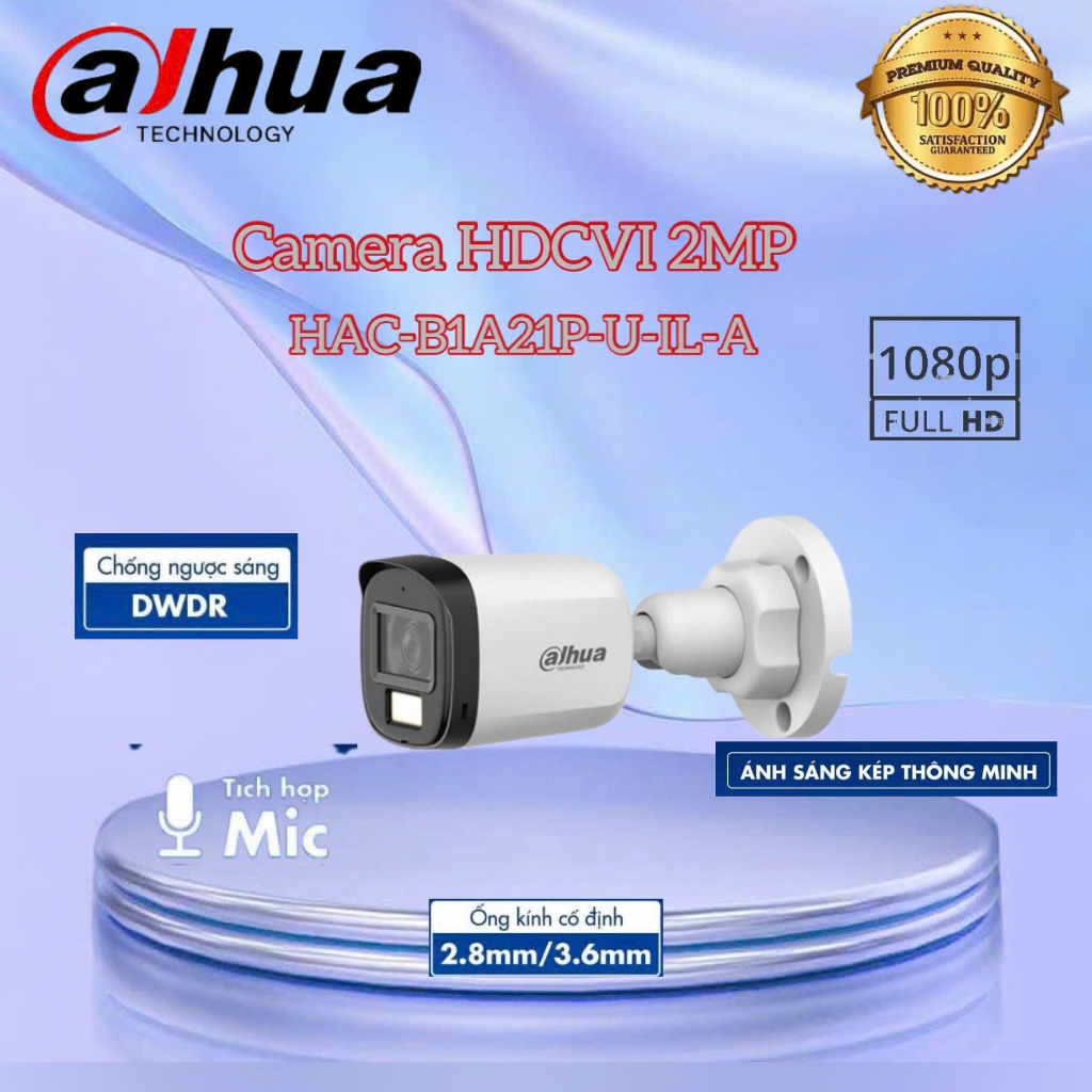 Camera HDCVI 2MP DAHUA DH-HAC-B1A21P-U-IL-A ( VỎ NHỰA ) NGOÀI TRỜI