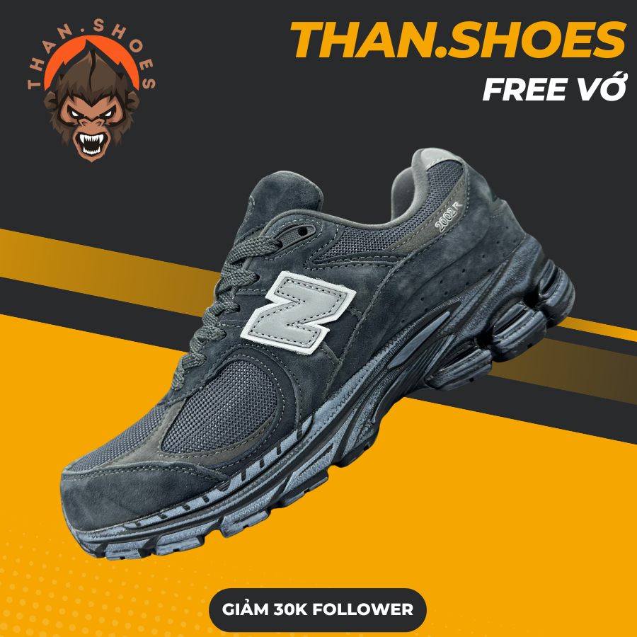 Giày Sneaker NB 2002 Black Grey, NB 2002 Đen Xám - Than.Shoes