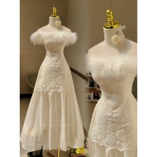  D347 Cabernet Mima Dress đầm trễ vai phối voan dáng dài đi tiệc 