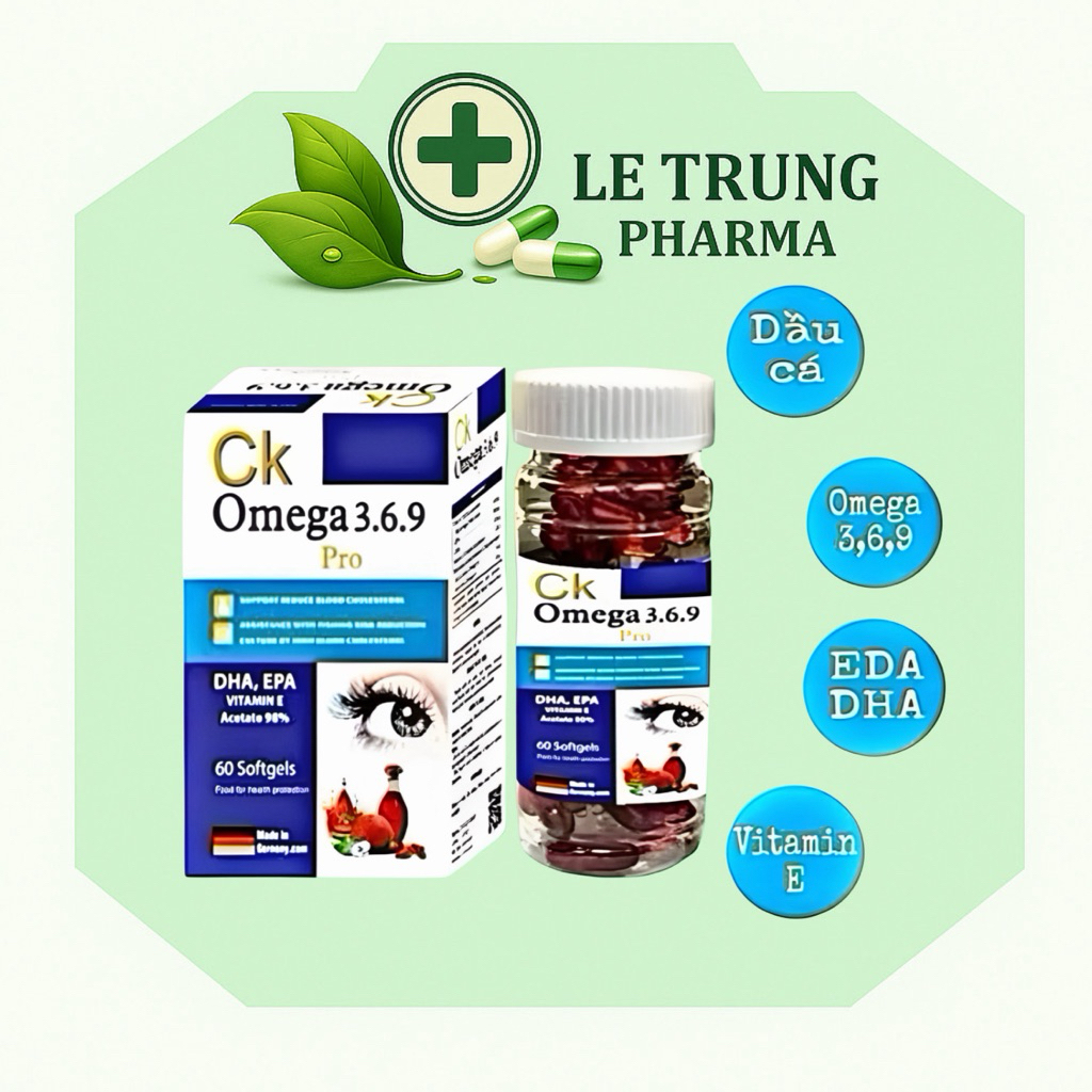 [ CHÍNH HÃNG ] Viên uống Omega 3,6,9 Pro CK Pharma chai 60 viên