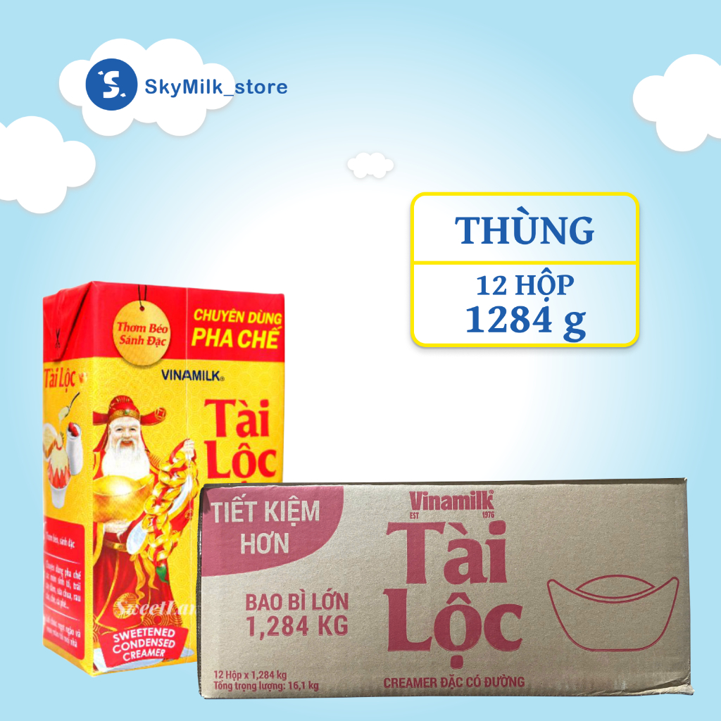  Sữa đặc Tài Lộc - Sữa đặc Vinamilk - Thùng 12 hộp 1284g Sữa đặc Creamer Vinamilk Tài Lộc 