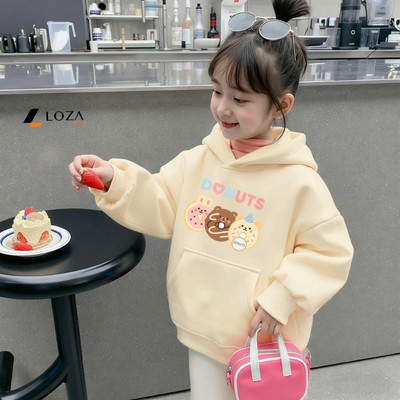 Áo nỉ hoodie bé gái in đáng yêu - Áo nỉ mũ trẻ em size từ 15-40kg  Loza Kids HN003