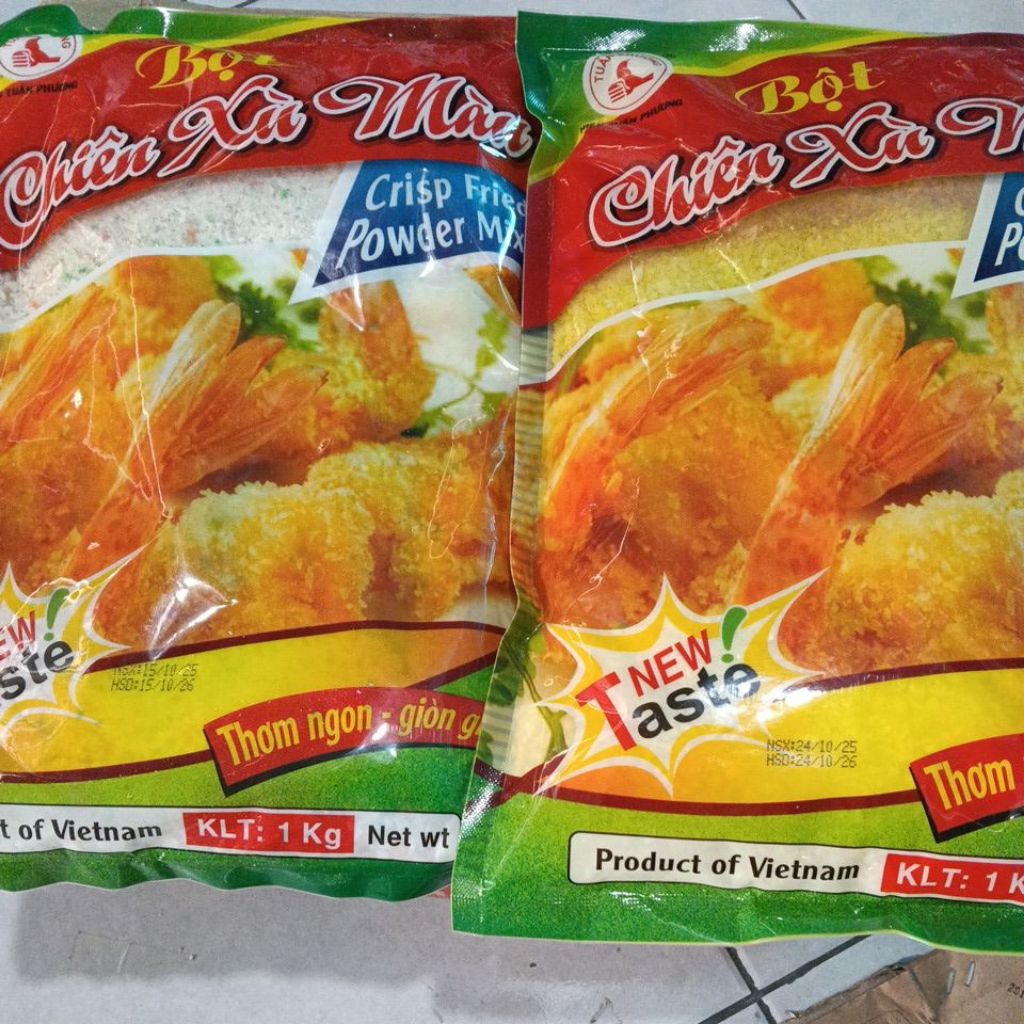 Bán sỉ 1 thùng 10 gói 10kg bột chiên xù tuấn phương màu vàng,trắng cốm thơm ngon_ giòn giòn.