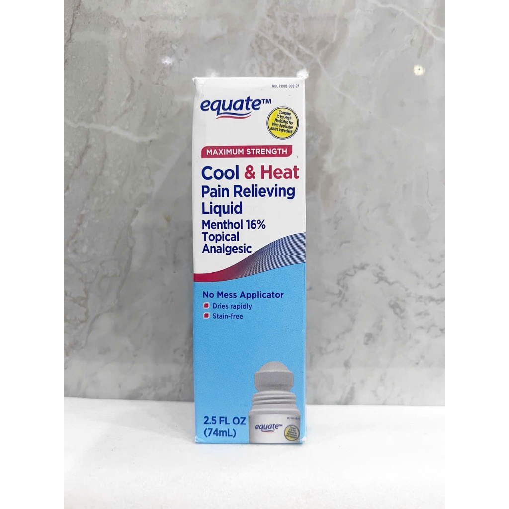 DẦU NÓNG DẠNG LĂN EQUATE MAXIMUM STRENGTH COOL & HEAT PAIN RELIEVING LIQUID 74ML của Mỹ