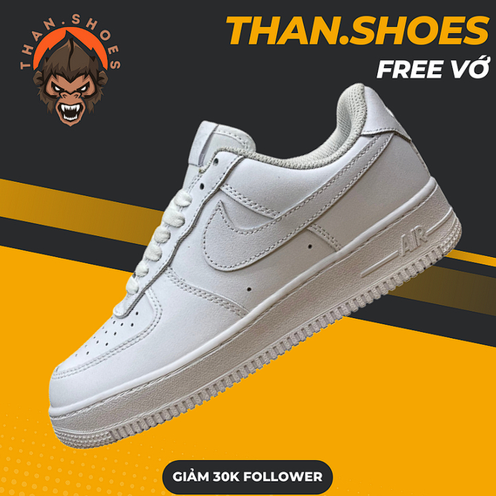Giày Sneaker AF1 Low Triple White, AF1 Full Trắng - Than.Shoes