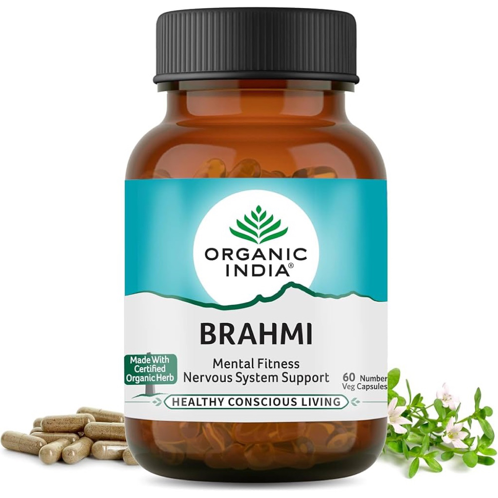 Organic India Brahmi - hỗ trợ trí nhớ và sự tập trung lành mạnh (Hộp 60 viên)