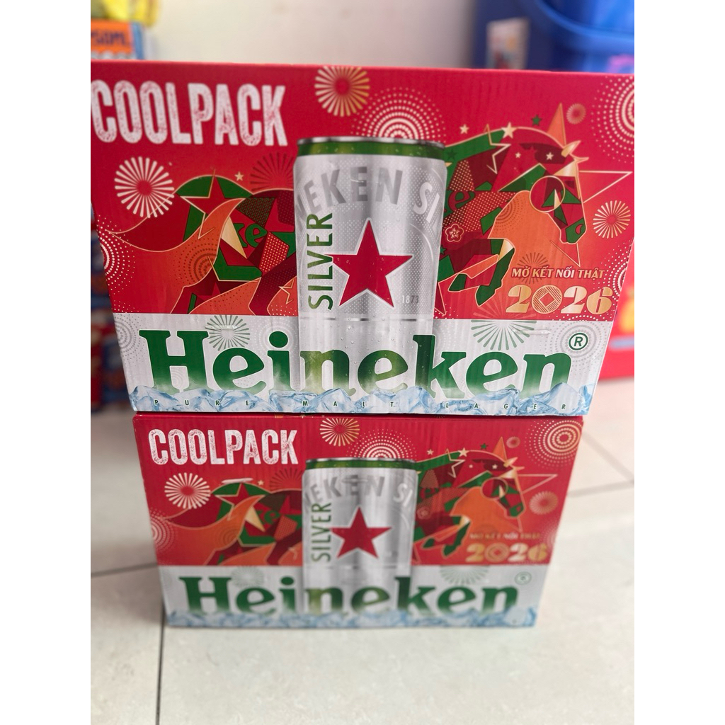 Bia Heniken Silver - Coolpack 250ml/lon x 24 Lon (Phiên Bản Tết)
